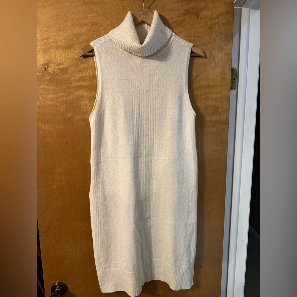 Cream Sleeveless Longline Tunic • Side Slits • Minimalist Layering Top